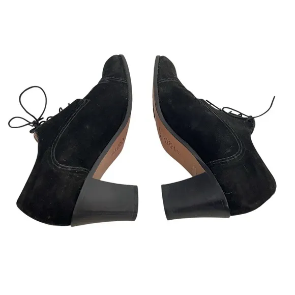 JONAK Black Suede Shoes Oxfords Lace Up Stacked Heel Womens Size FR 40 US 8
