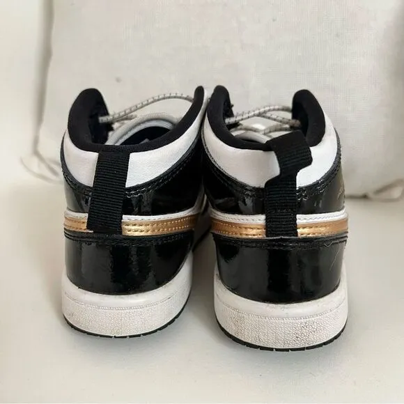 Jordan 1 Mid SE Little Kids' Shoes Size: 12C Gold and Black EUC
