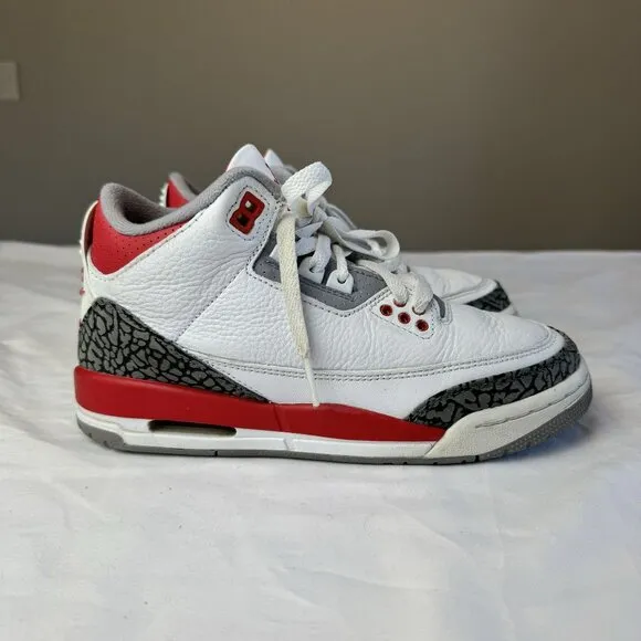 Jordan 3 Retro Mid Fire Red Youth Casual Trainer Sneakers Streetwear Shoes 5Y
