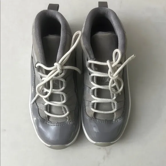 Jordan Gray and White Mid-Top Sneakers