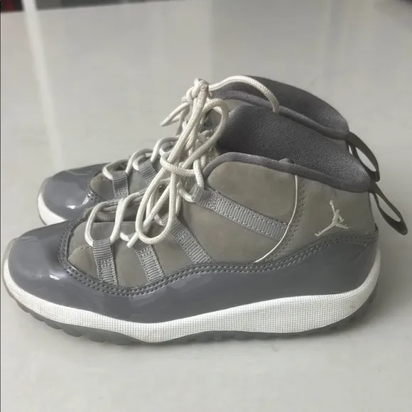 Jordan Gray and White Mid-Top Sneakers