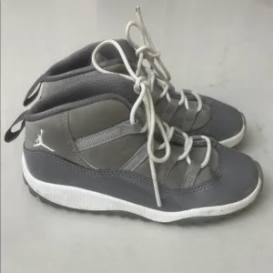 Jordan Gray and White Mid-Top Sneakers