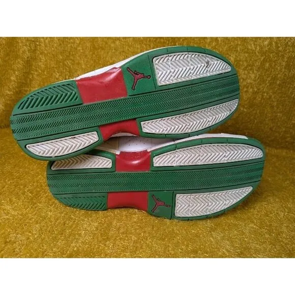 Jordan TE2 Low White Green Red Leather Basketball Sneakers Size 9