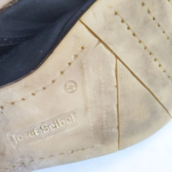 Josef Seibel Black Leather Wingtip Oxford Shoes Womens 9.5 / 41 Lace Up Academia