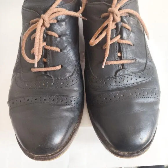 Josef Seibel Black Leather Wingtip Oxford Shoes Womens 9.5 / 41 Lace Up Academia