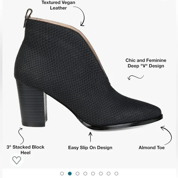 Journee Collection Women’s Bellamy Vegan Leather Heeled Bootie in Black size 7.5