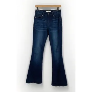 Kancan Jeans Women's 7/27 Blue Denim Trisha Mid Rise Classic Flare KC6102D