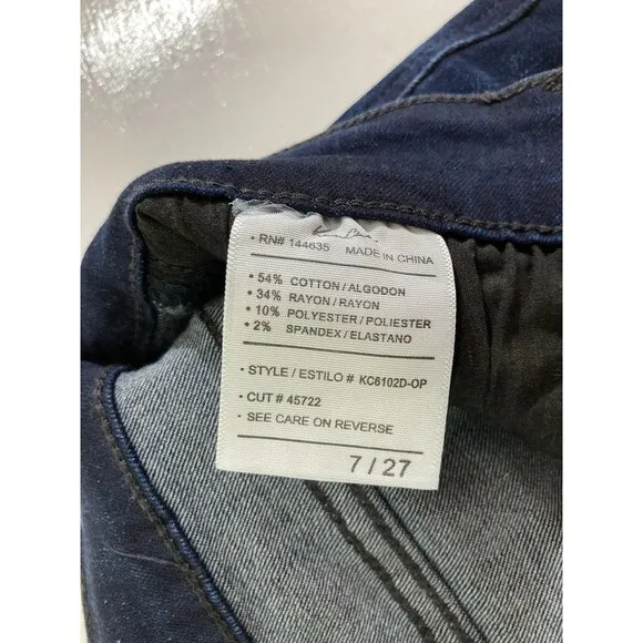 Kancan Jeans Women's 7/27 Blue Denim Trisha Mid Rise Classic Flare KC6102D