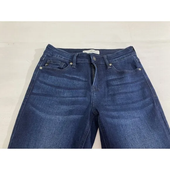 Kancan Jeans Women's 7/27 Blue Denim Trisha Mid Rise Classic Flare KC6102D