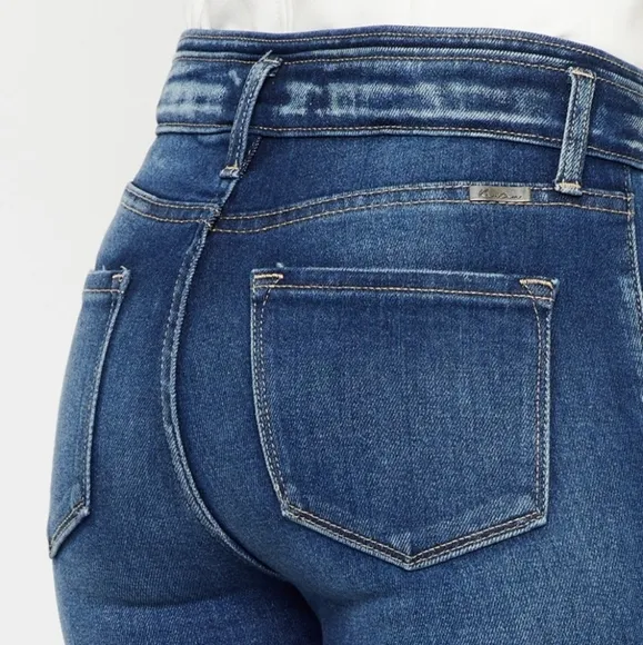 KanCan Skinny High-Rise Double Waist Distressed Slim Fit Jeans Ankle Denim Pants