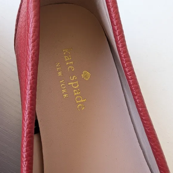Kate Spade Carmen Red Flats with Gold Accent