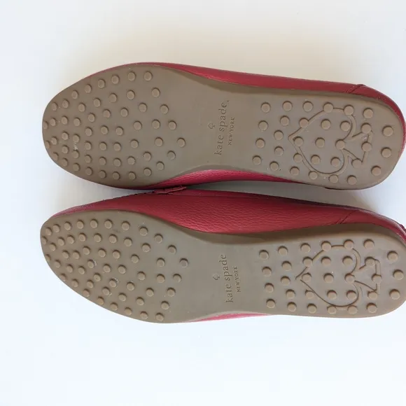 Kate Spade Carmen Red Flats with Gold Accent