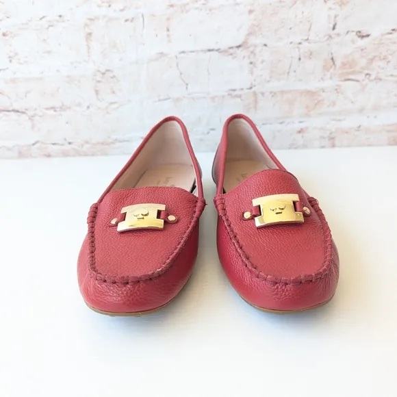 Kate Spade Carmen Red Flats with Gold Accent