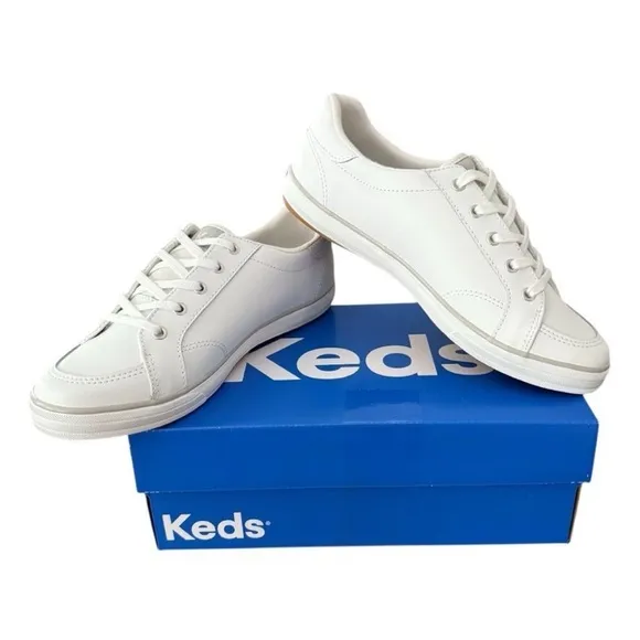 Keds Center III Leather Lace Up White Sneakers Classic Low-Top Shoes Women’s 8 W