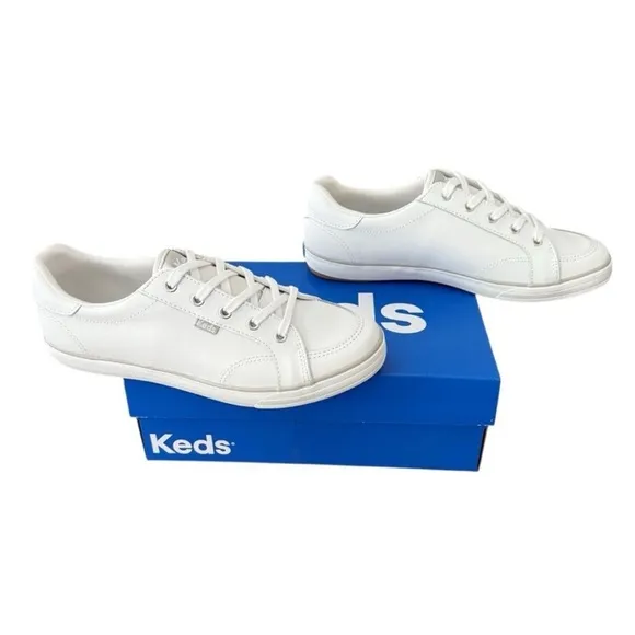 Keds Center III Leather Lace Up White Sneakers Classic Low-Top Shoes Women’s 8 W