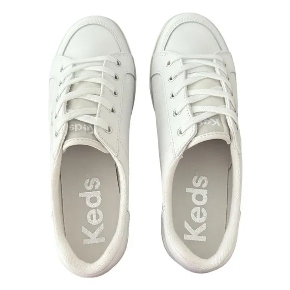 Keds Center III Leather Lace Up White Sneakers Classic Low-Top Shoes Women’s 8 W
