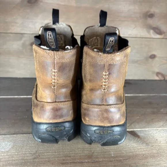 keen anchorage iii mens size 9 shoes brown leather lined waterproof chelsea boot