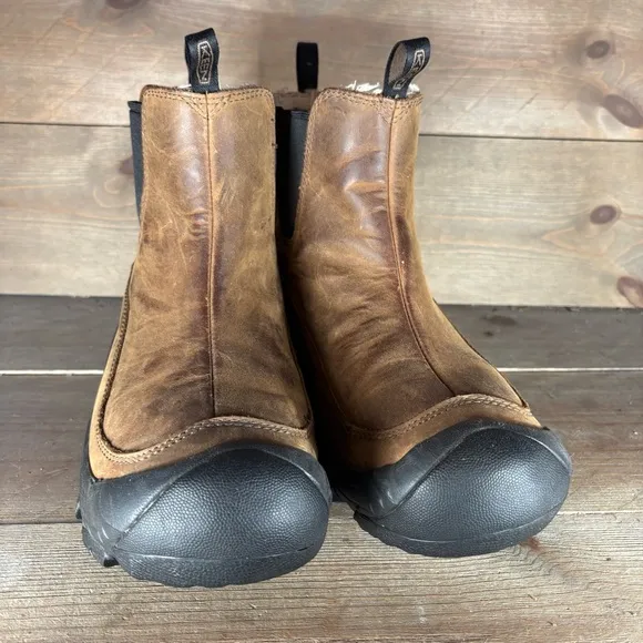 keen anchorage iii mens size 9 shoes brown leather lined waterproof chelsea boot