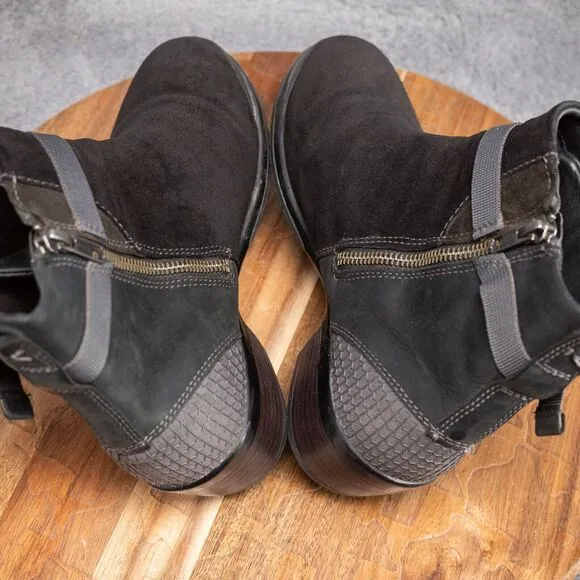 KEEN FOOTWEAR Waterproof Black Suede Zip Ankle Boots Womens Sz 8