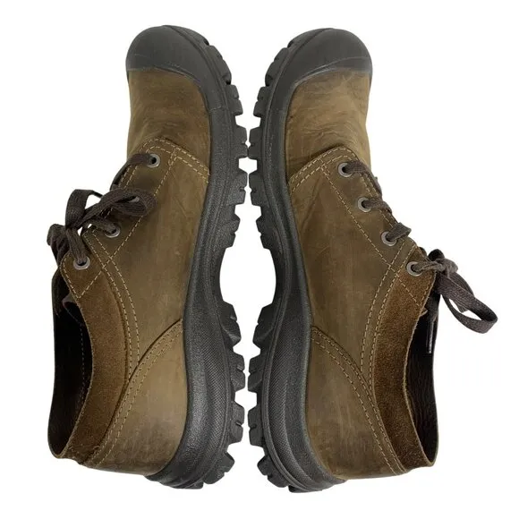 Keen Mens Size 12M Briggs II Brown Leather Lace-Up Hiking Shoes Rubber Toe Cap