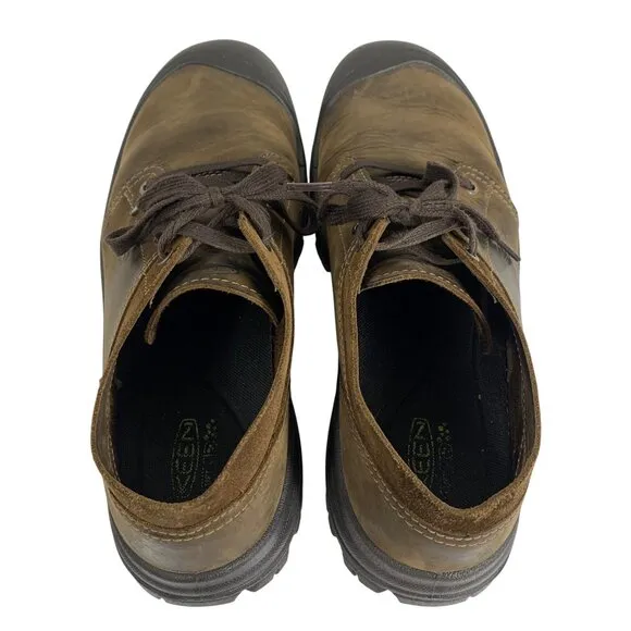 Keen Mens Size 12M Briggs II Brown Leather Lace-Up Hiking Shoes Rubber Toe Cap