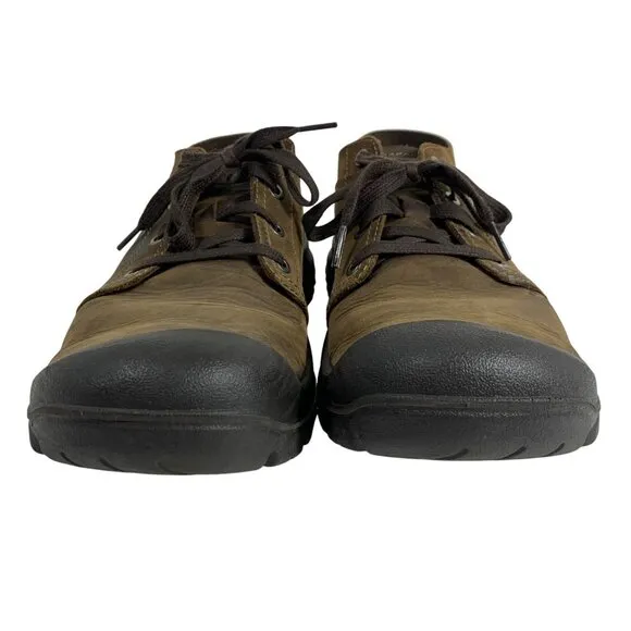 Keen Mens Size 12M Briggs II Brown Leather Lace-Up Hiking Shoes Rubber Toe Cap