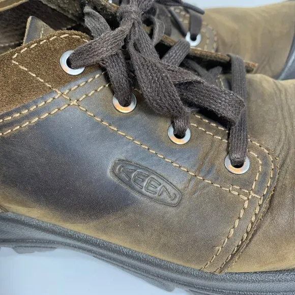 Keen Mens Size 12M Briggs II Brown Leather Lace-Up Hiking Shoes Rubber Toe Cap