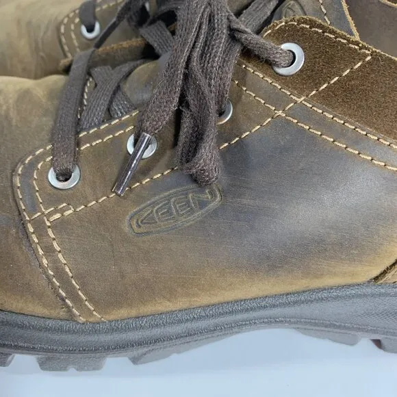 Keen Mens Size 12M Briggs II Brown Leather Lace-Up Hiking Shoes Rubber Toe Cap