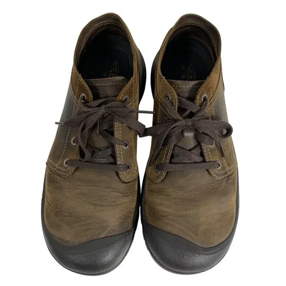 Keen Mens Size 12M Briggs II Brown Leather Lace-Up Hiking Shoes Rubber Toe Cap