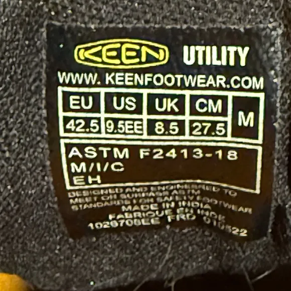 Keen San Jose Black Oxford Aluminum Toe Utility Shoes Me s 9.5 EE Wide