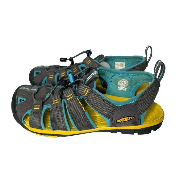 KEEN Womens Clearwater CNX Waterproof Hiking Shoes Grey Turquoise 1010996 Size 7