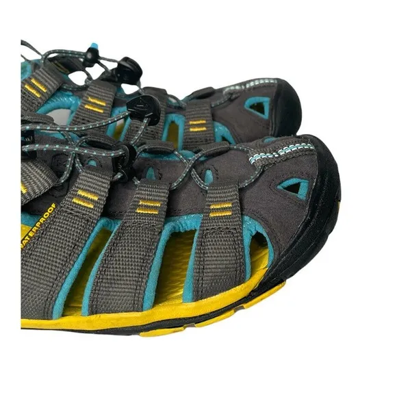 KEEN Womens Clearwater CNX Waterproof Hiking Shoes Grey Turquoise 1010996 Size 7