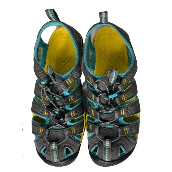 KEEN Womens Clearwater CNX Waterproof Hiking Shoes Grey Turquoise 1010996 Size 7