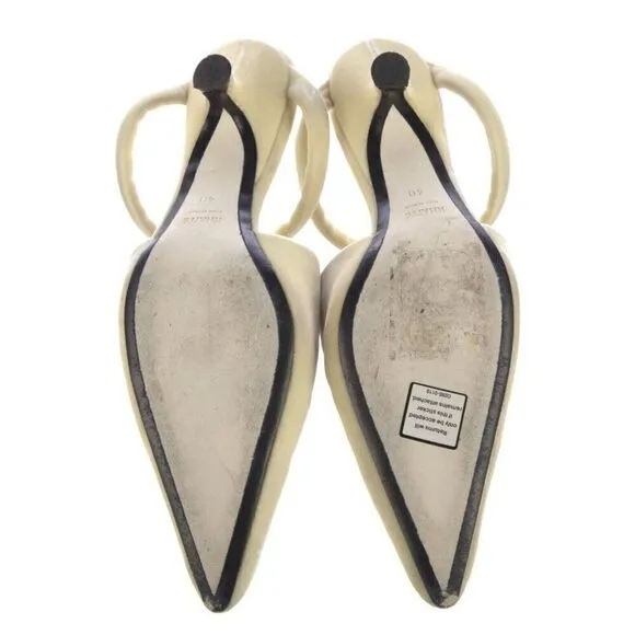Khaite Authentic Volosa Runway Velvet Solid Cream Ivory Medium Heels Mules 10