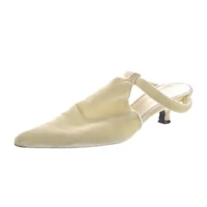 Khaite Authentic Volosa Runway Velvet Solid Cream Ivory Medium Heels Mules 10