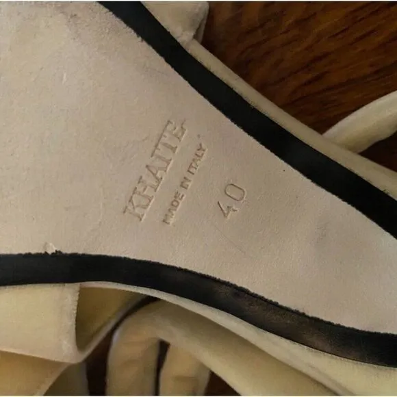 Khaite Authentic Volosa Runway Velvet Solid Cream Ivory Medium Heels Mules 10