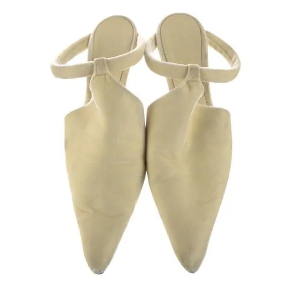 Khaite Authentic Volosa Runway Velvet Solid Cream Ivory Medium Heels Mules 10