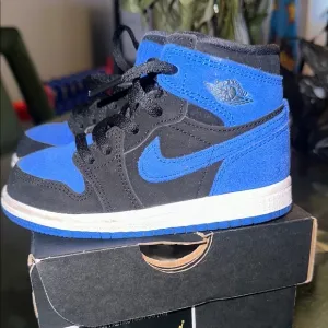 Kids Black and Blue Nike Shoes Jordan 1