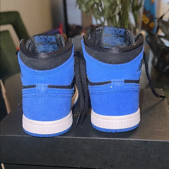 Kids Black and Blue Nike Shoes Jordan 1