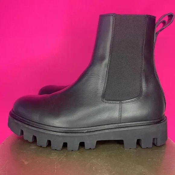KOIO Black Leather Chunky Lug Sole Chelsea Boot Sz 9