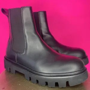 KOIO Black Leather Chunky Lug Sole Chelsea Boot Sz 9