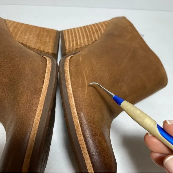 Kork Ease Challis Brown Leather Mule Block Heel Shoes Size 8.5
