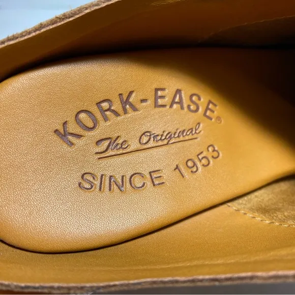 Kork Ease Challis Brown Leather Mule Block Heel Shoes Size 8.5