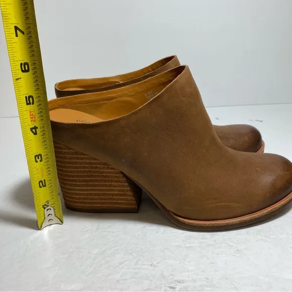 Kork Ease Challis Brown Leather Mule Block Heel Shoes Size 8.5