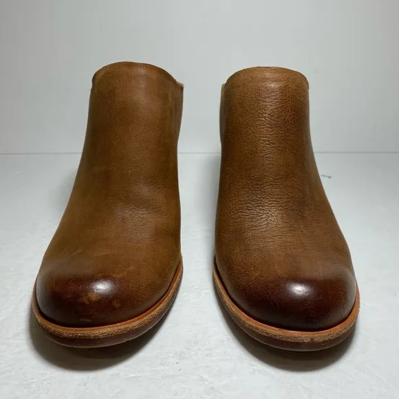 Kork Ease Challis Brown Leather Mule Block Heel Shoes Size 8.5