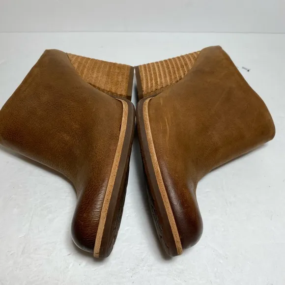 Kork Ease Challis Brown Leather Mule Block Heel Shoes Size 8.5