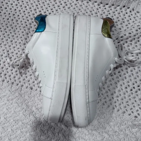 KURT GEIGER LONDON size 42  USA 10 Women's White Sneakers with Rainbow Accents