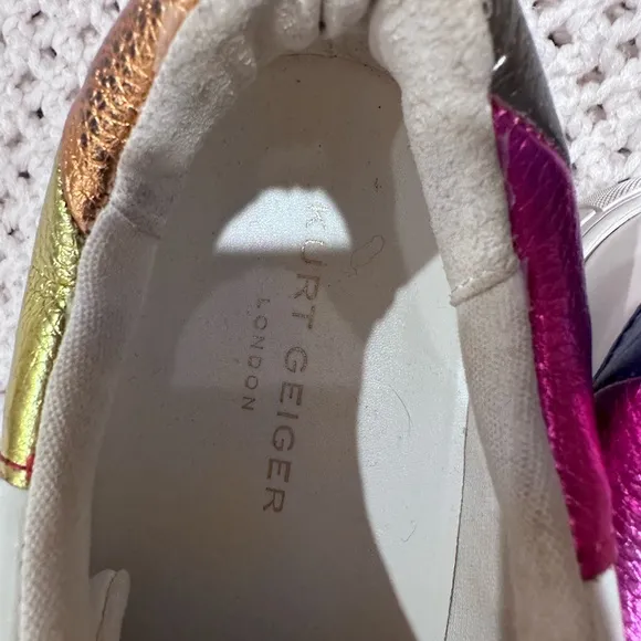 KURT GEIGER LONDON size 42  USA 10 Women's White Sneakers with Rainbow Accents