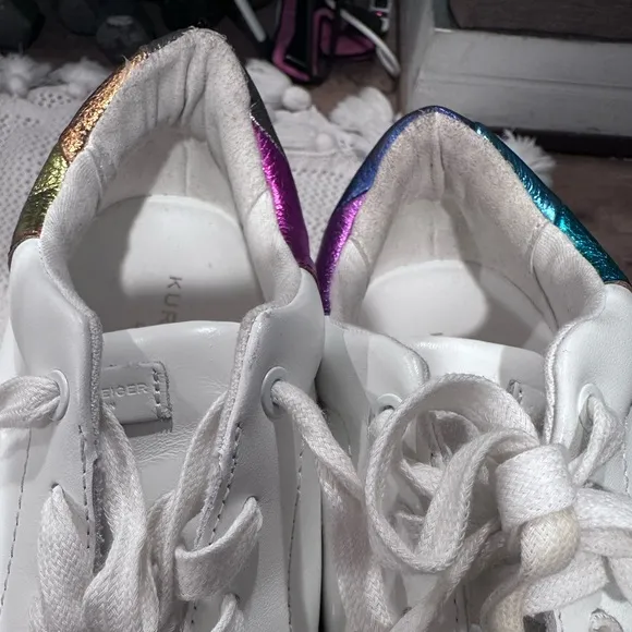 KURT GEIGER LONDON size 42  USA 10 Women's White Sneakers with Rainbow Accents