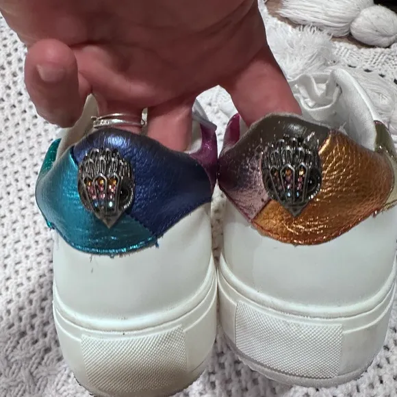 KURT GEIGER LONDON size 42  USA 10 Women's White Sneakers with Rainbow Accents